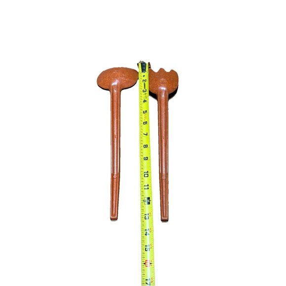 Vintage FLINTWOOD ORANGE SALAD SERVING SET / SPOON AND FORK - Picture 3 of 4